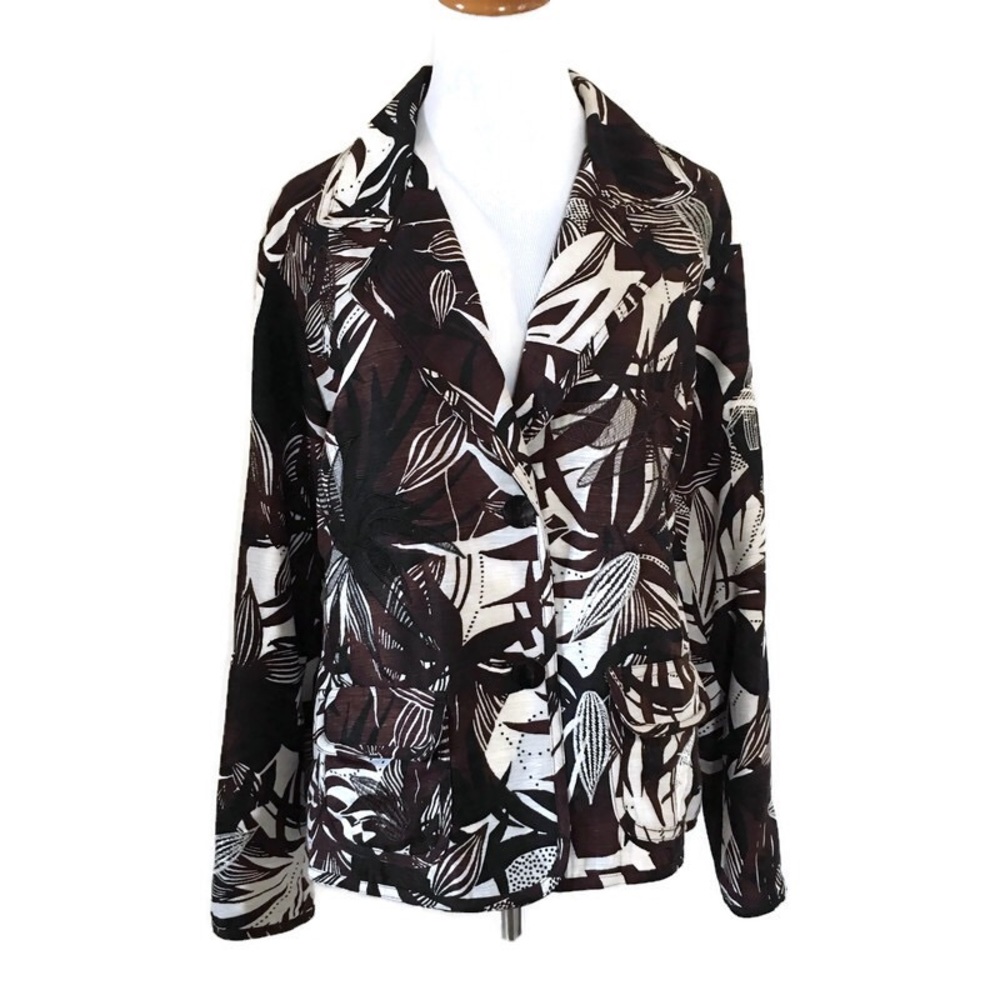 Chicos Silk Embroidered Jacket Size 2